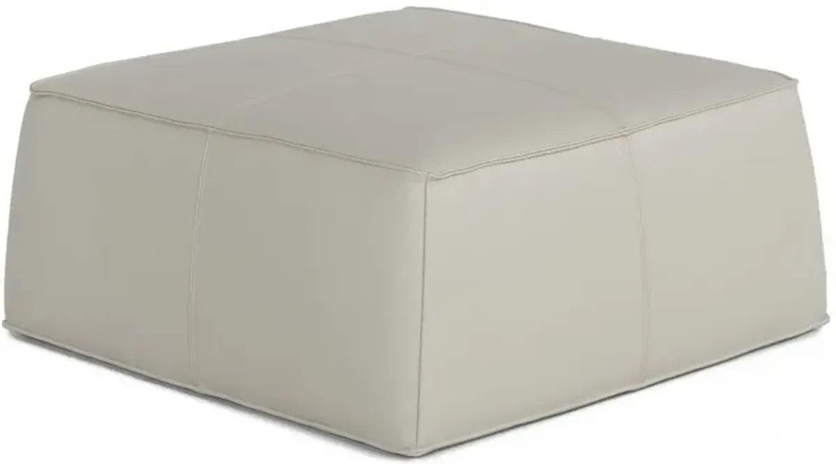 Modern Square Light Grey Leather Ottoman