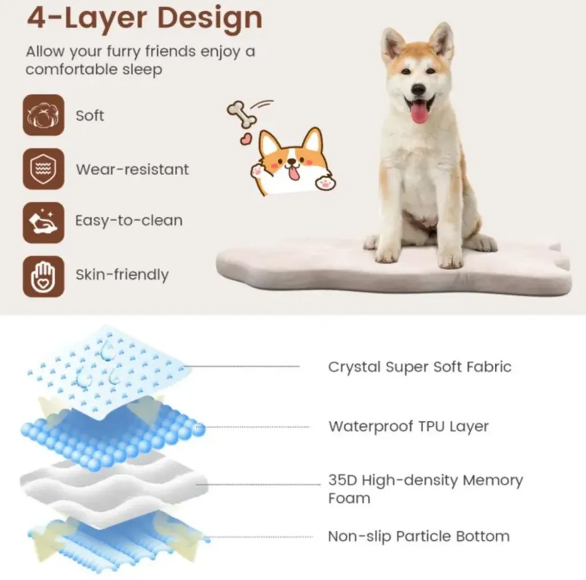 Hivvago Orthopedic Dog Bed with Memory Foam Support for Large Dogs