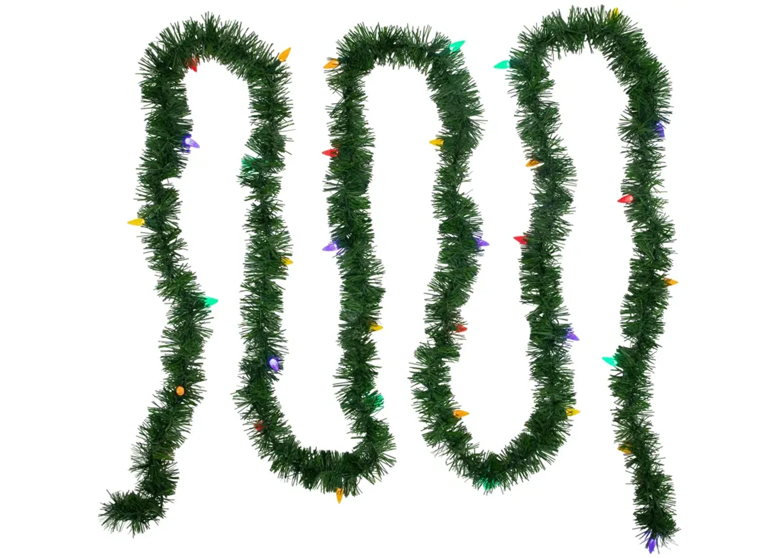 18' x 3" Pre-Lit Pine Artificial Christmas Garland  Multicolor LED Faceted Lights