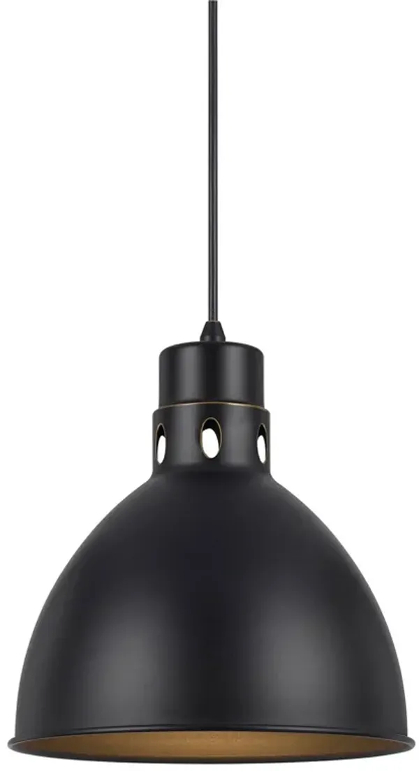Nico 10 Inch Modern Pendant Light with Bronze Metal Shade, Clean Silhouette-Benzara