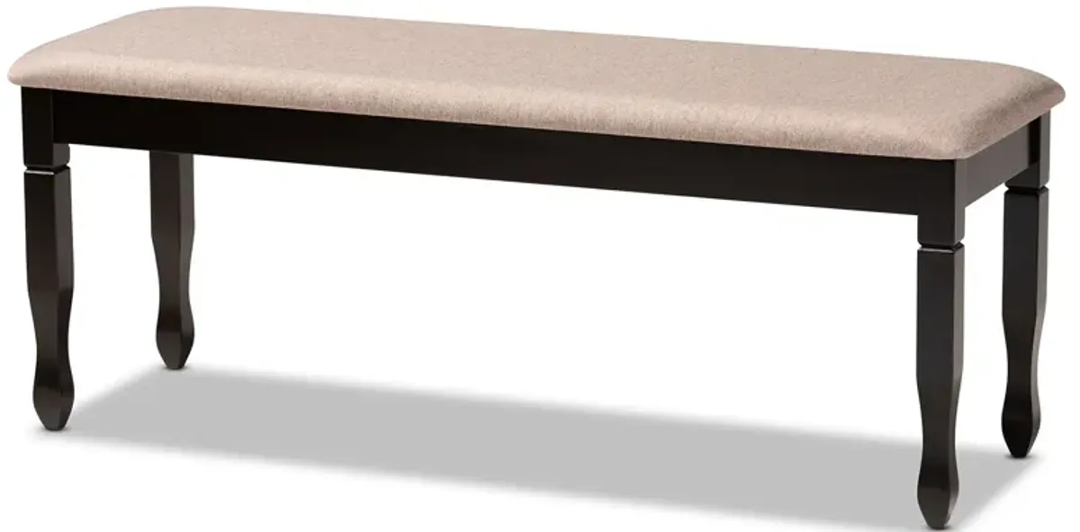 Baxton Studio Corey Modern and Contemporary Sand Fabric Upholstered and Dark Brown Finished Wood Dining Bench