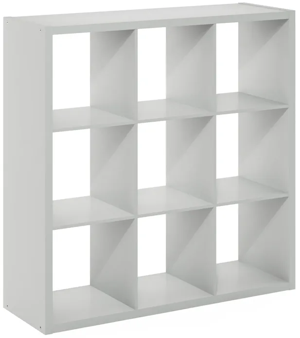 Furinno Cubicle Open Back Decorative Cube Storage Organizer, 9-Cube, Light Grey