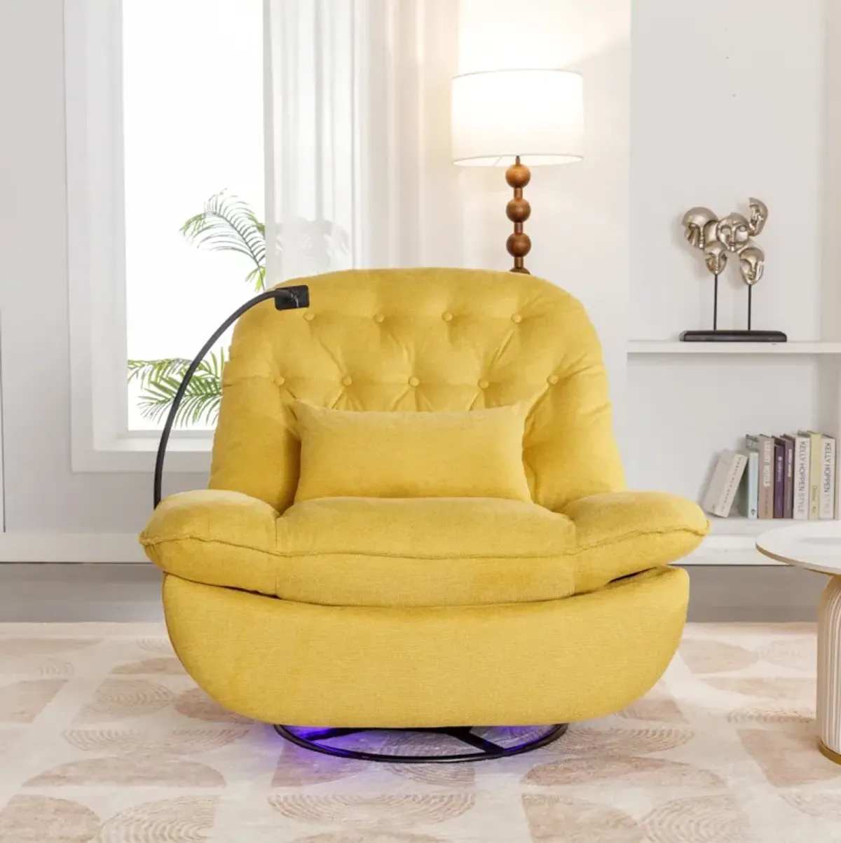 Yellow Power Recliner with Voice Control & Bluetooth