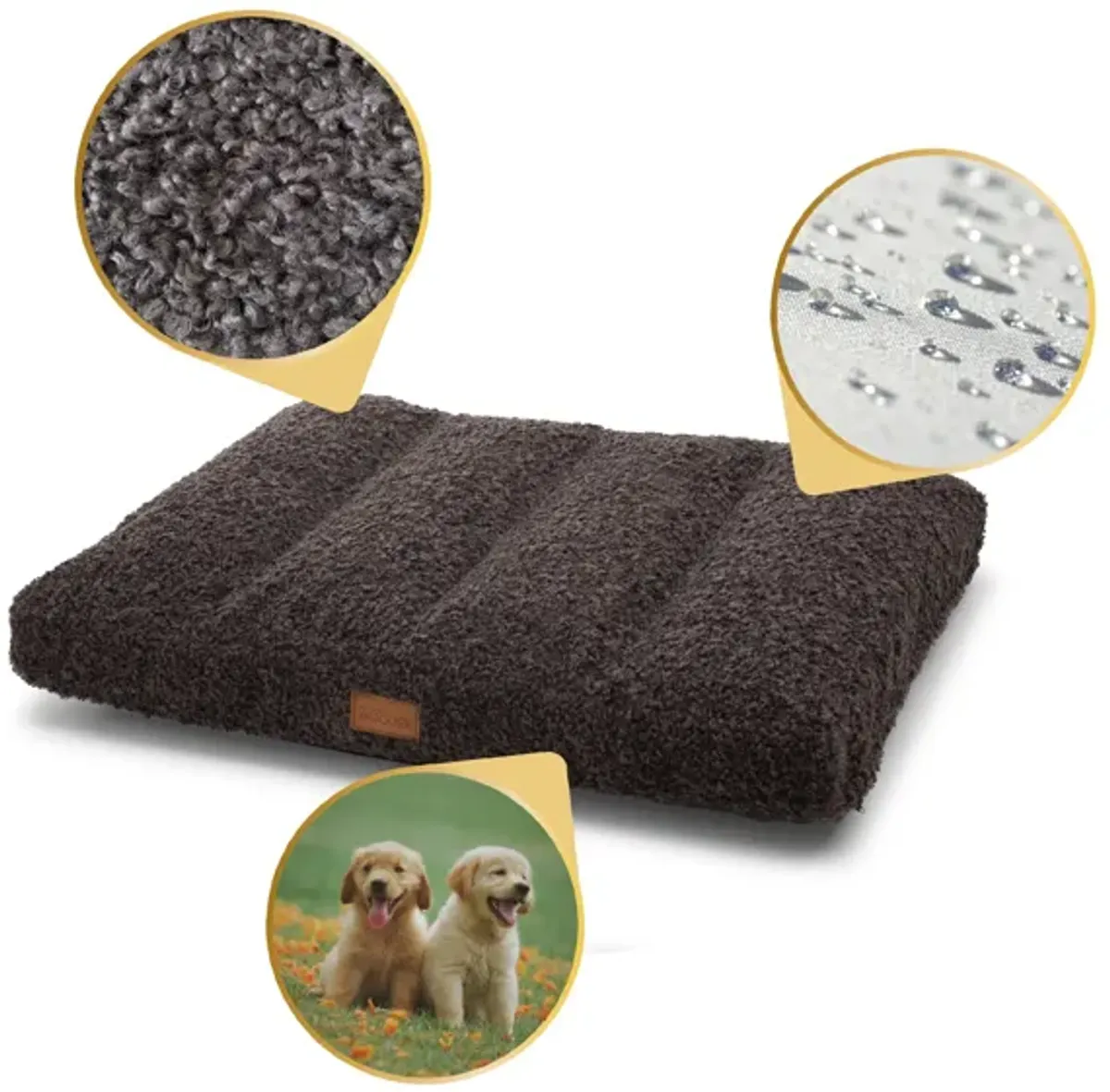 Teddy Dog Ergonomic Mattress - Large, Dark Grey Luxurious Removable Fabric