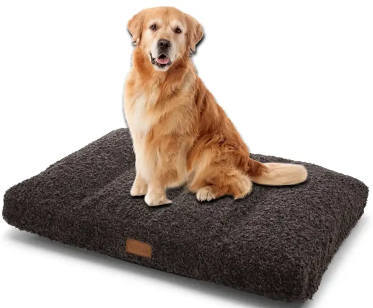 Teddy Dog Ergonomic Mattress - Large, Dark Grey Luxurious Removable Fabric