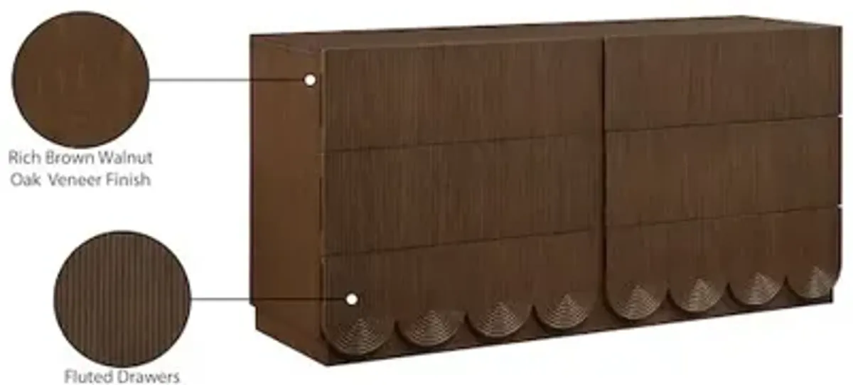 Meridian Furniture Scallop Brown Dresser