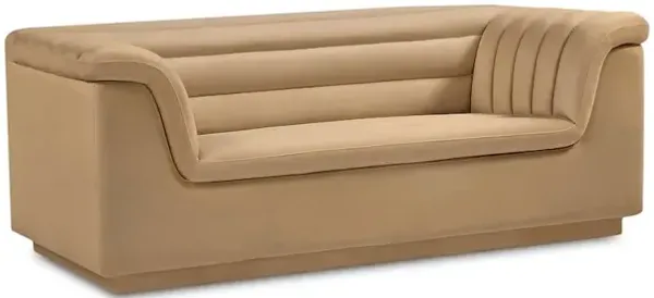 Meridian Furniture Cascade Camel Velvet Fabric Loveseat