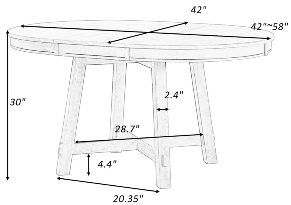 Farmhouse Round Extendable Dining Table With 16 Leaf Wood Kitchen Table