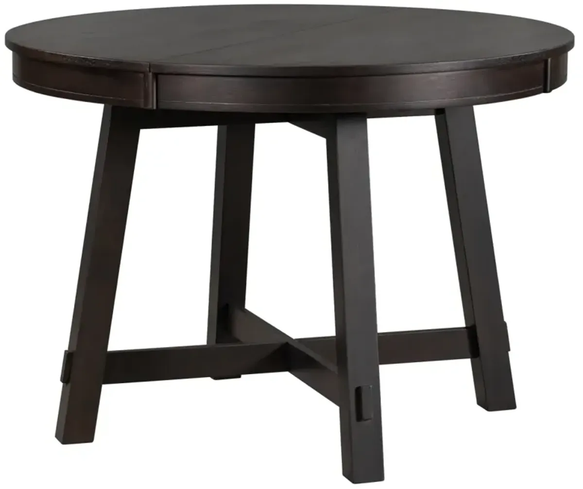 Farmhouse Round Extendable Dining Table With 16 Leaf Wood Kitchen Table