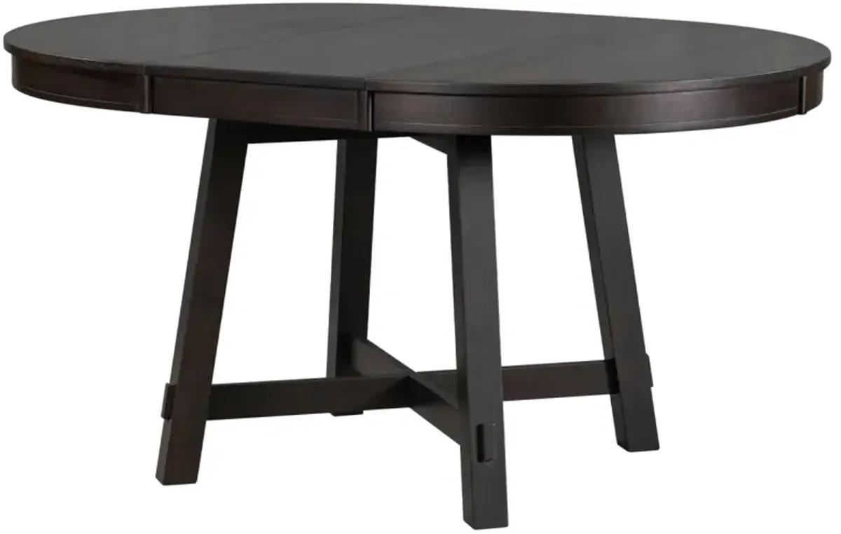 Farmhouse Round Extendable Dining Table With 16 Leaf Wood Kitchen Table