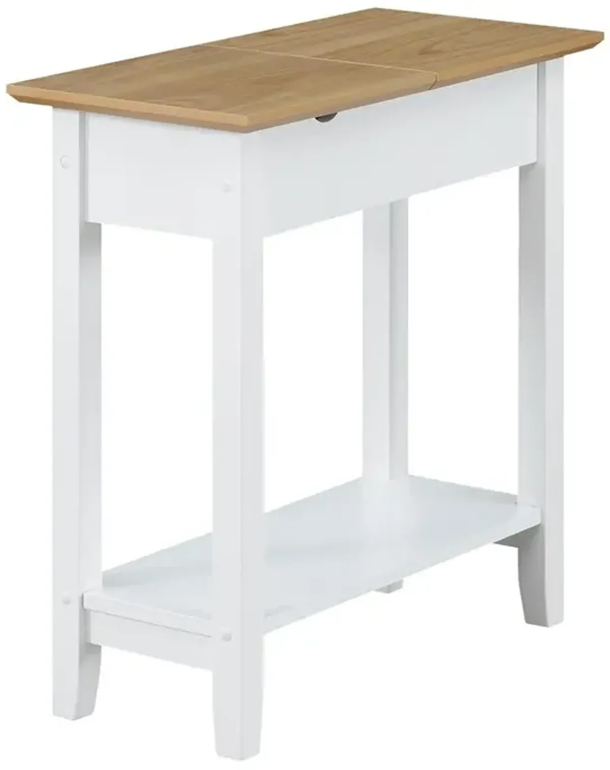 Convenience Concepts American Heritage Flip Top End Table With Charging Station, Driftwood/White