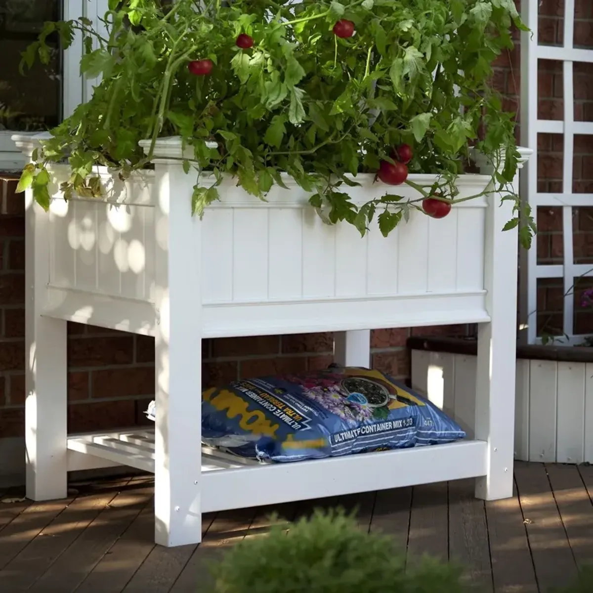 QuikFurn Elevated Planter Raised Grow Bed in White Vinyl