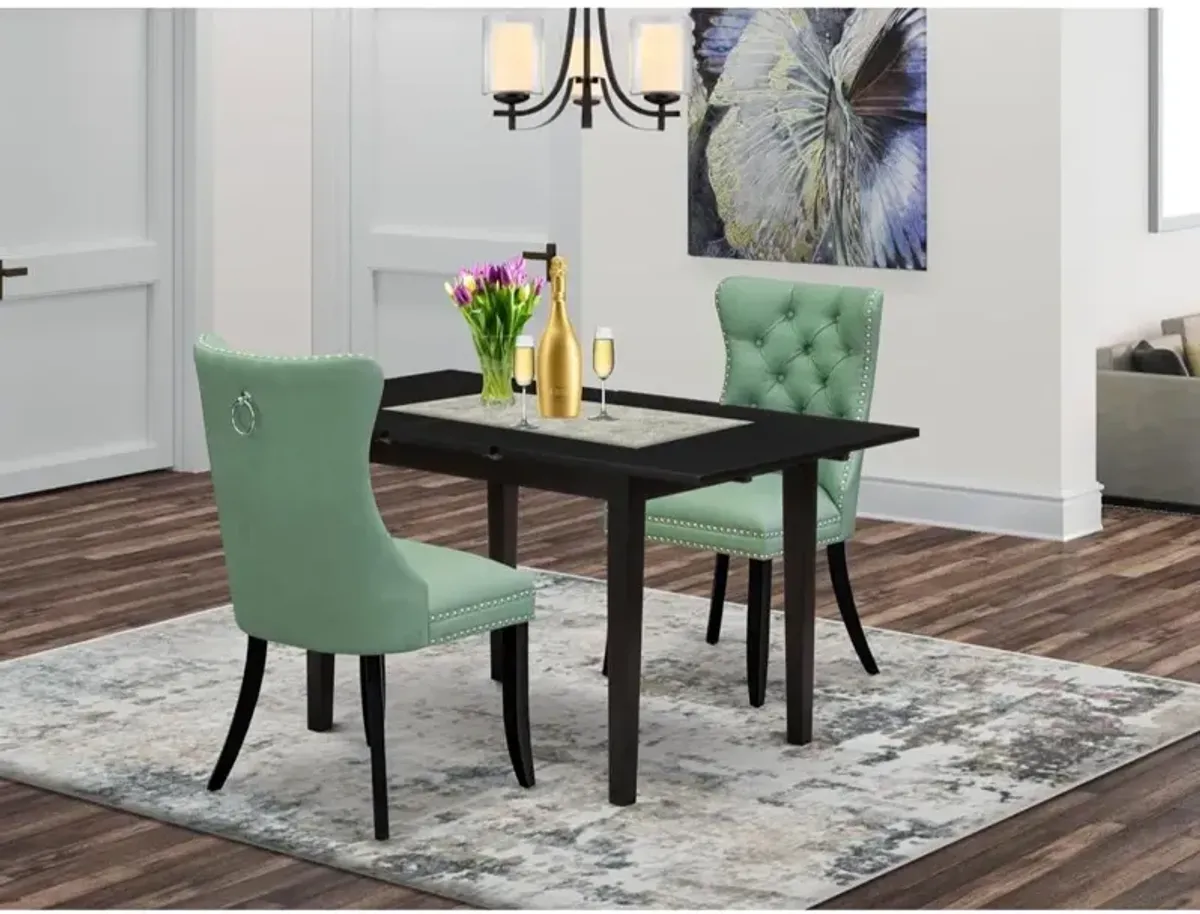 3 Piece Kitchen Table Set Contains a Rectangle Dining Table with Butterfly Leaf