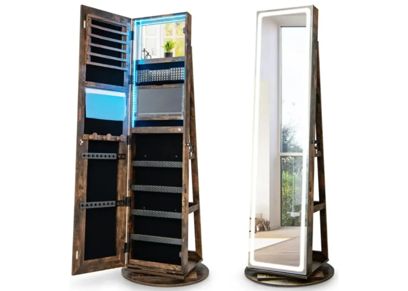 Hivvago Standing Jewelry Cabinet with Adjustable LED Lights