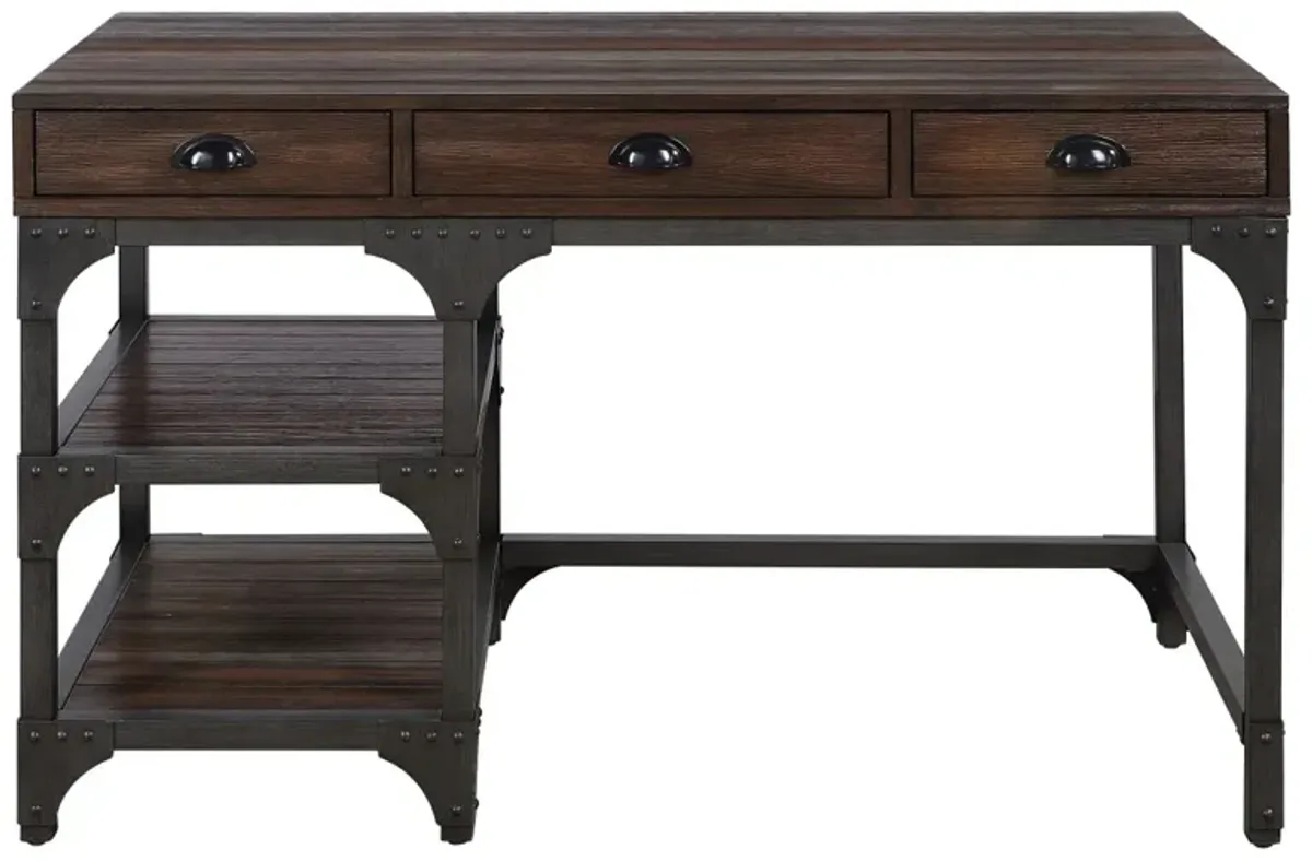 Gordon Writing Desk, Espresso Oak Finish & Black Metal OF 00143