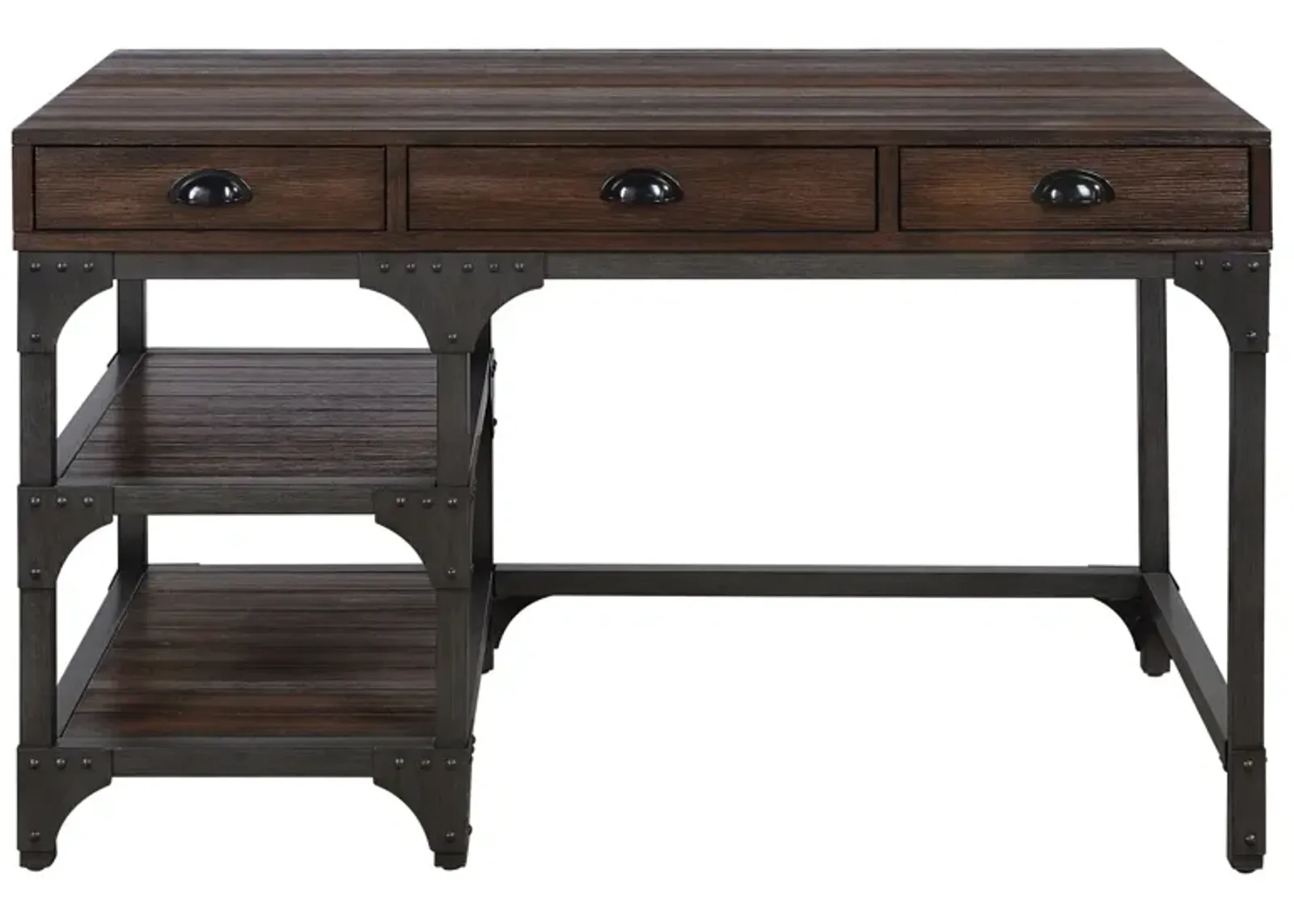 Gordon Writing Desk, Espresso Oak Finish & Black Metal OF 00143