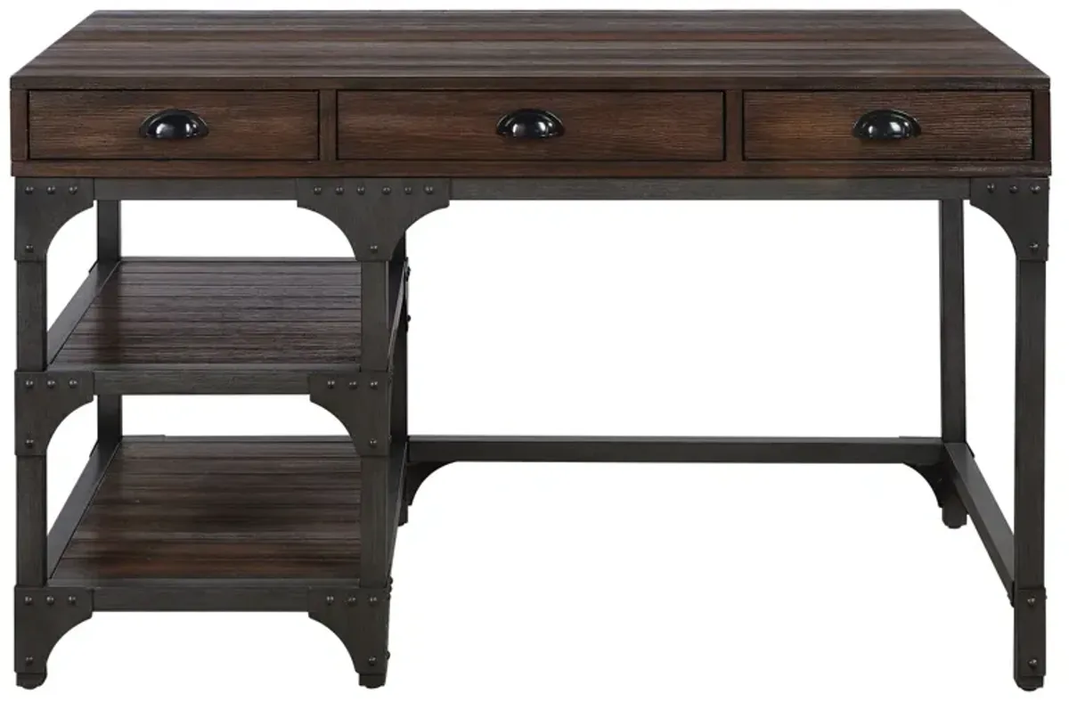 Gordon Writing Desk, Espresso Oak Finish & Black Metal OF 00143