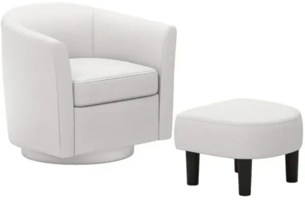 Hivvago Modern Club Swivel Accent Chair with Ottoman Footrest Curved Backrest
