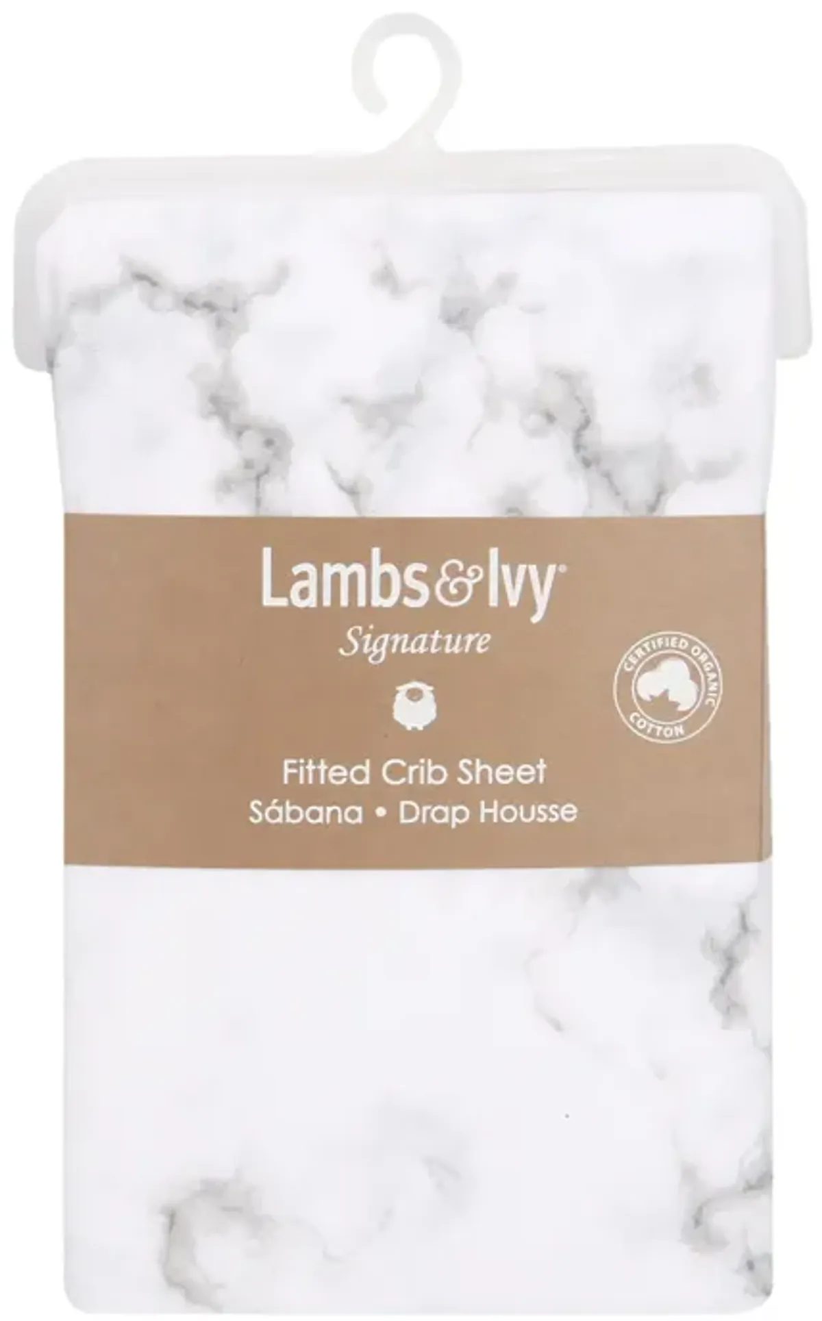 Lambs & Ivy Signature Gray/White Marble Organic Cotton Fitted Crib Sheet