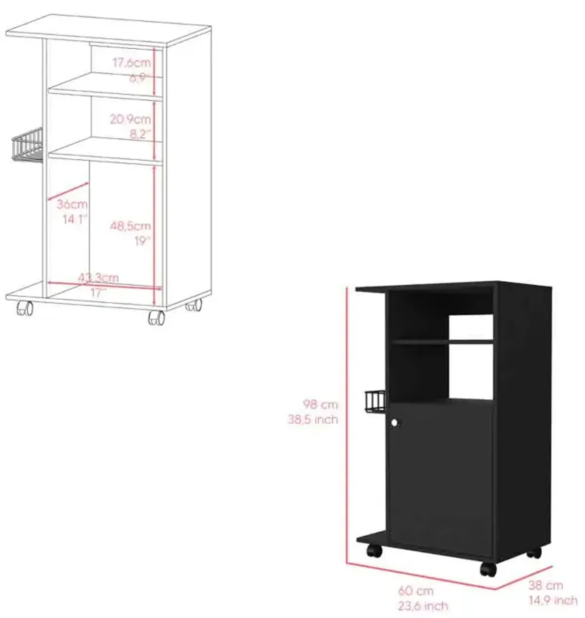 Kitchen Cart Kryot, Kitchen, Black