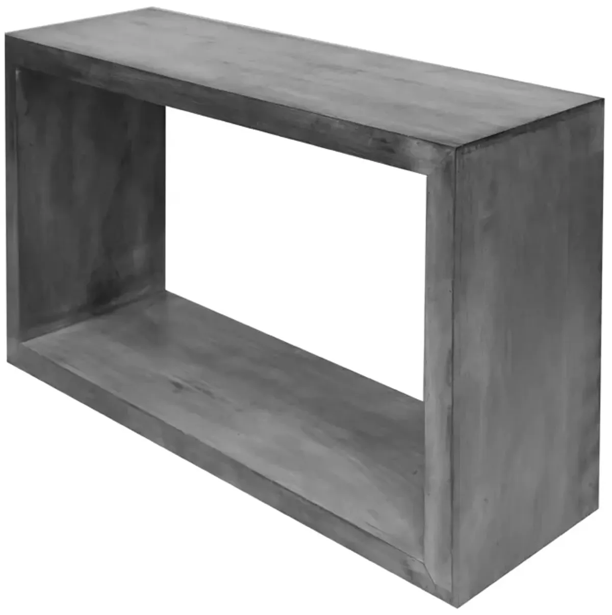 52" Cube Shape Wooden Console Table with Open Bottom Shelf, Charcoal Gray-Benzara