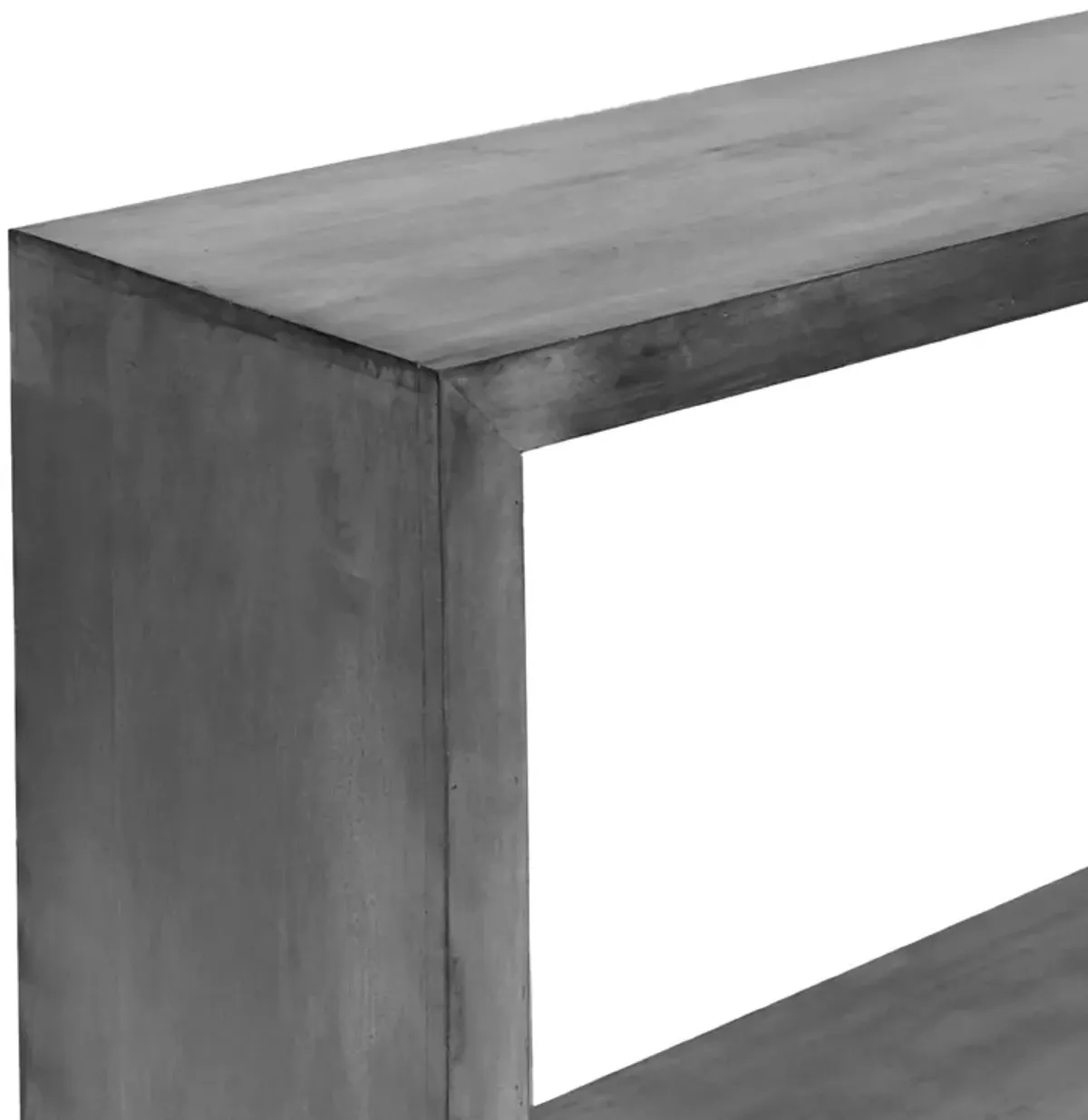 52" Cube Shape Wooden Console Table with Open Bottom Shelf, Charcoal Gray-Benzara