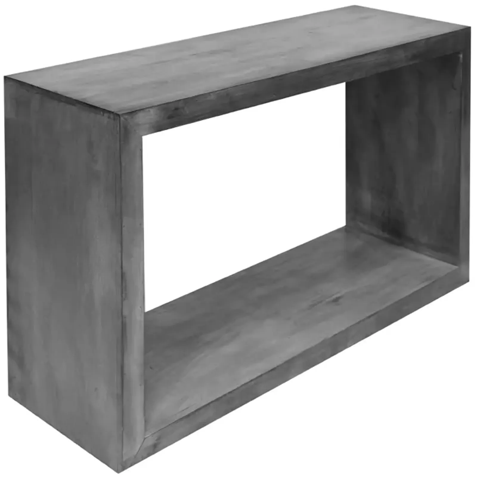 52" Cube Shape Wooden Console Table with Open Bottom Shelf, Charcoal Gray-Benzara