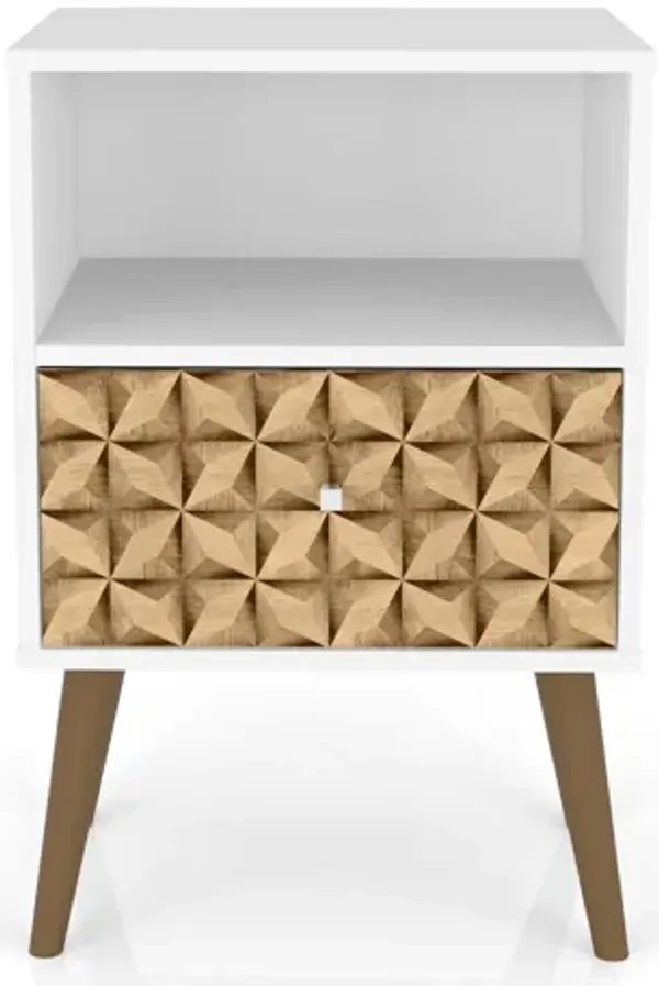 Liberty 1.0 Nightstand in White and Brown Pattern