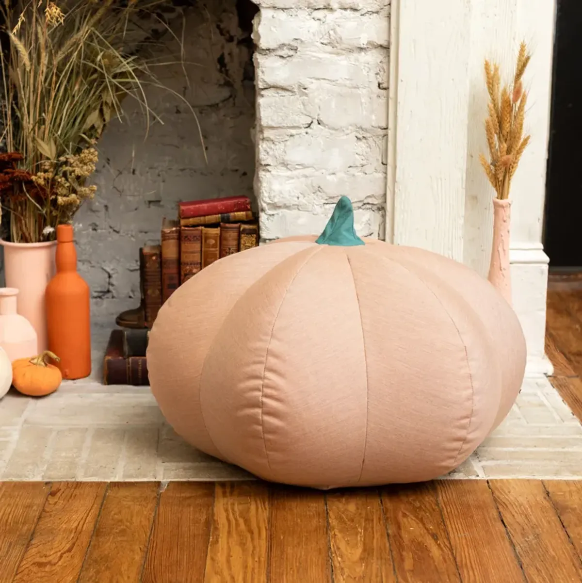 Jaxx Pumpkin Pouf - Luxurious Ottoman for Fall & Halloween Décor - Indoor/Outdoor Sunbrella Petal