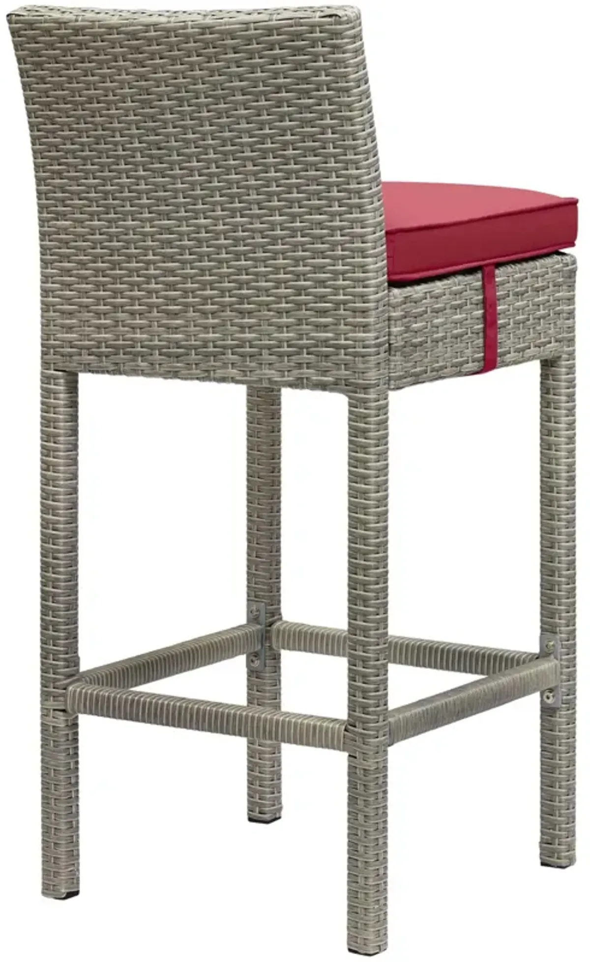 Conduit Outdoor Patio Wicker Rattan Bar Stool - Light Gray Red