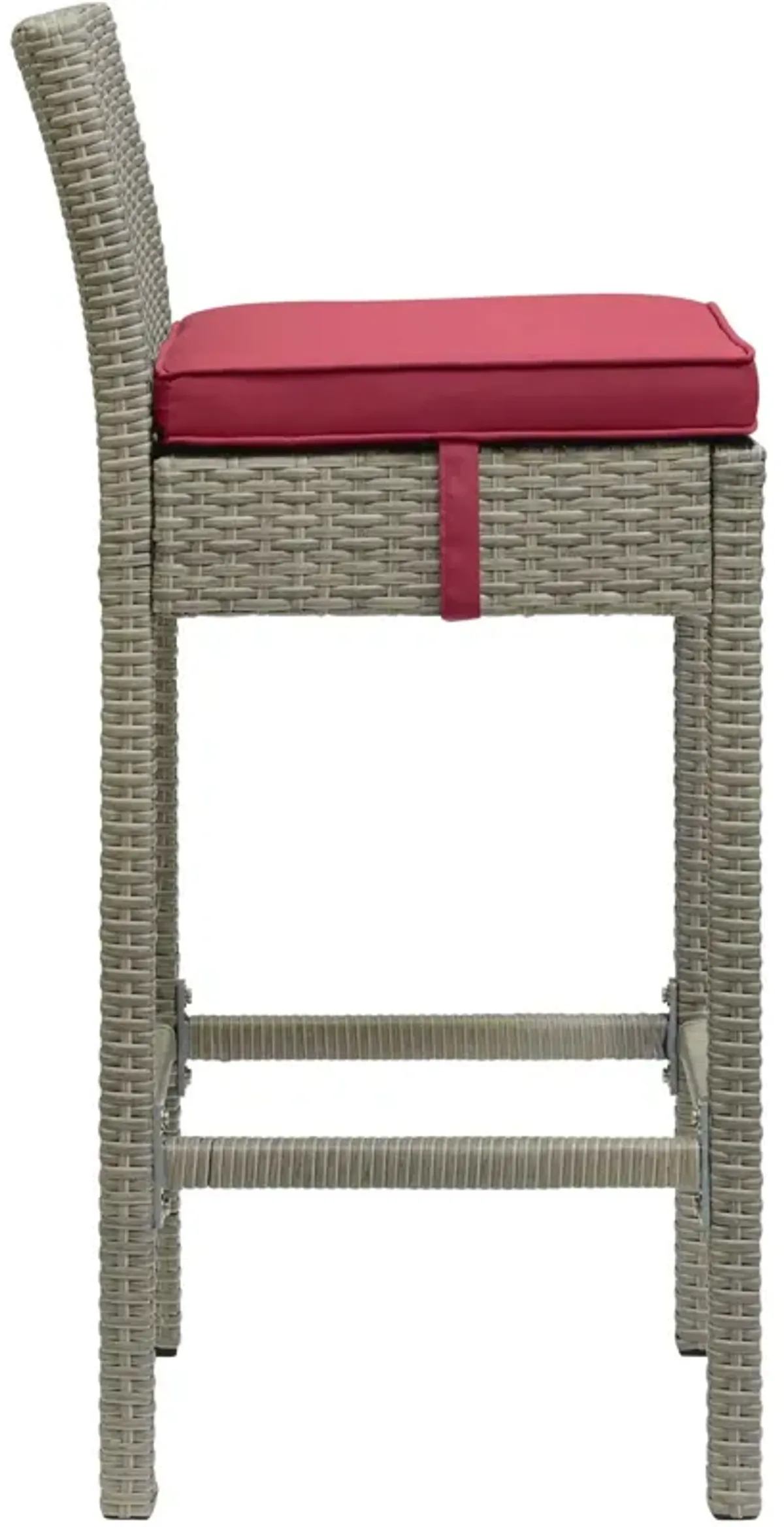 Conduit Outdoor Patio Wicker Rattan Bar Stool - Light Gray Red