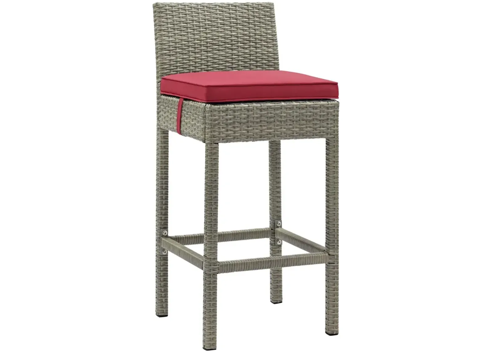 Conduit Outdoor Patio Wicker Rattan Bar Stool - Light Gray Red