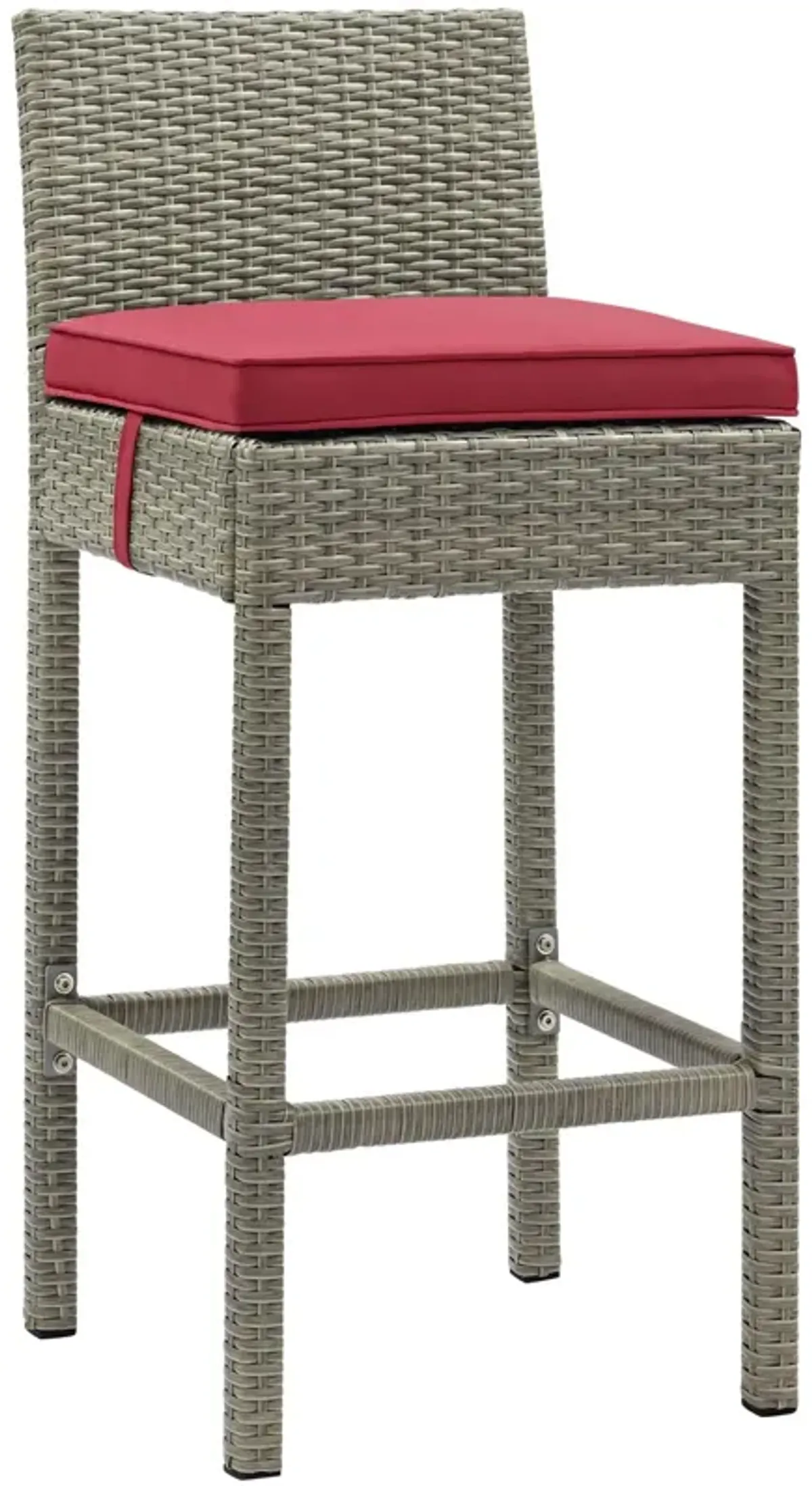 Conduit Outdoor Patio Wicker Rattan Bar Stool - Light Gray Red