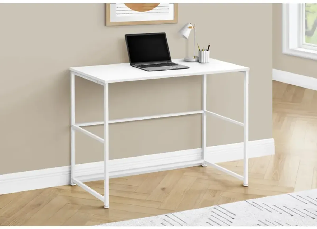 Monarch Specialties I 7775 Computer Desk, Home Office, Laptop, Left, Right Set-up, Storage Drawers, 40"L, Work, Metal, Laminate, White, Contemporary, Modern