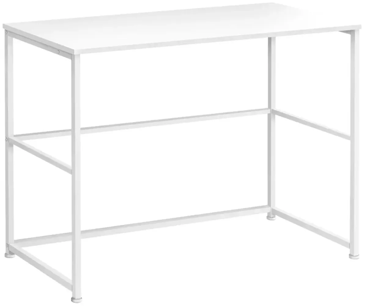 Monarch Specialties I 7775 Computer Desk, Home Office, Laptop, Left, Right Set-up, Storage Drawers, 40"L, Work, Metal, Laminate, White, Contemporary, Modern