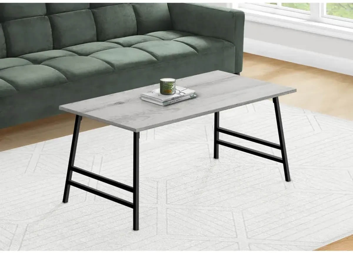 Monarch Specialties I 3791 Coffee Table, Accent, Cocktail, Rectangular, Living Room, 40"L, Metal, Laminate, Grey, Black, Contemporary, Modern