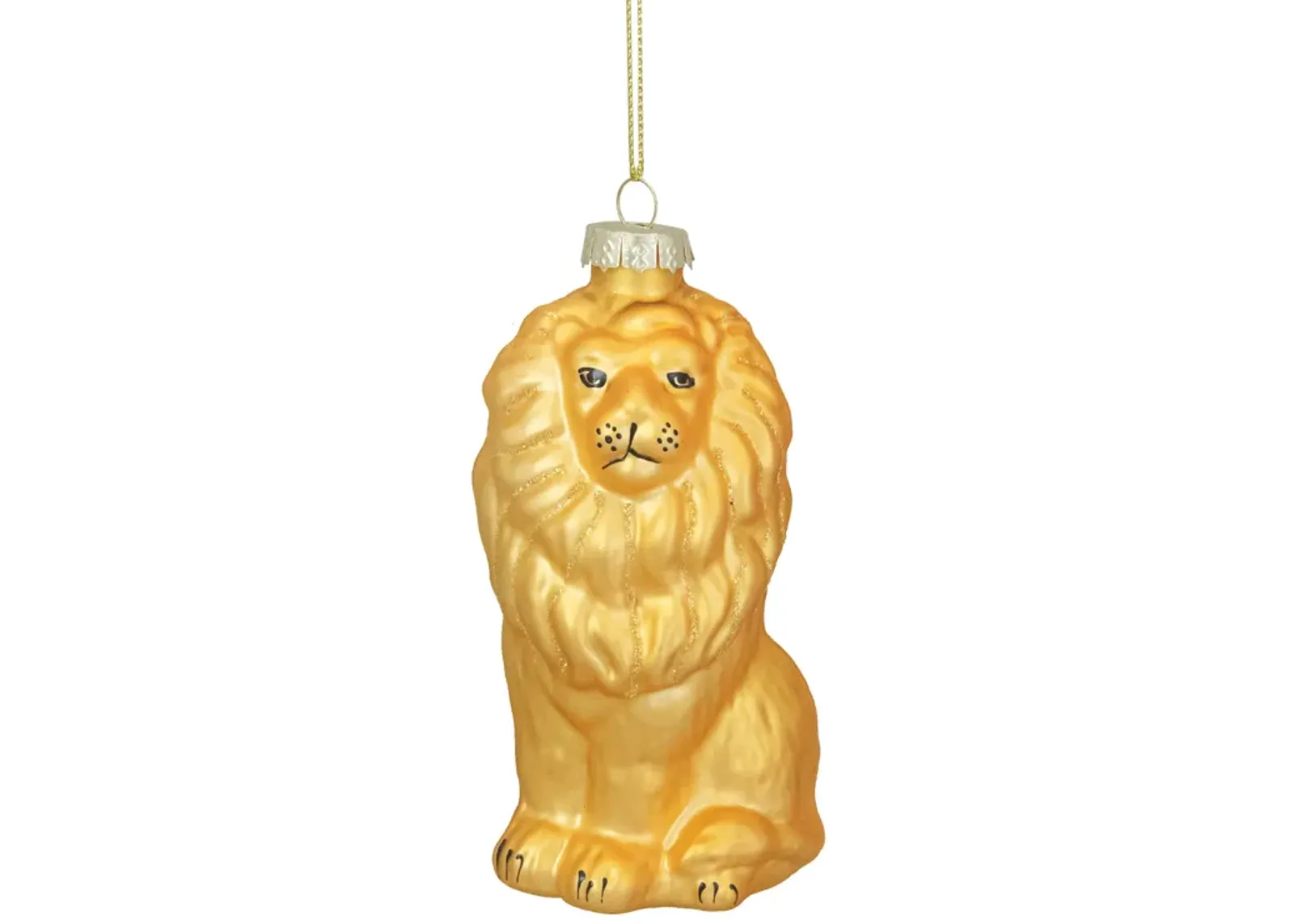 4.25" Yellow and Gold Glass Lion Christmas Ornament