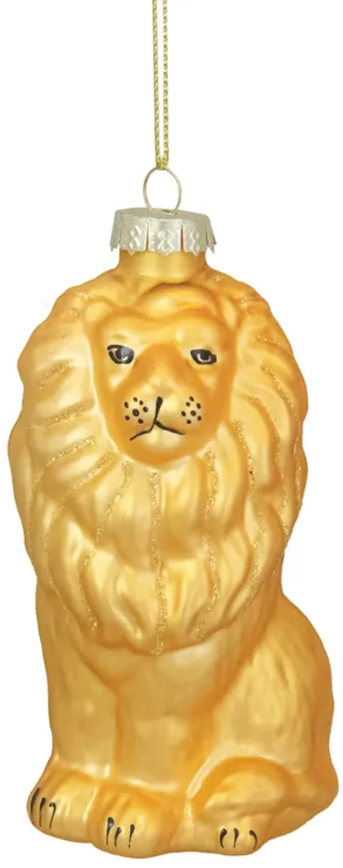 4.25" Yellow and Gold Glass Lion Christmas Ornament