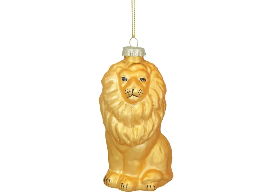 4.25" Yellow and Gold Glass Lion Christmas Ornament