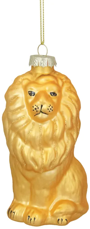 4.25" Yellow and Gold Glass Lion Christmas Ornament