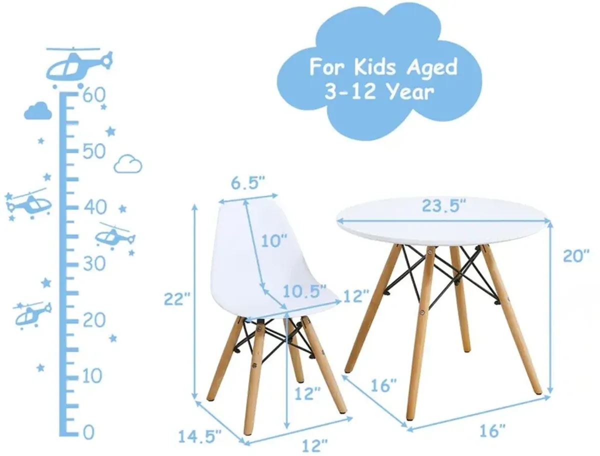 Kid's Modern Dining Table Set with 2 Armless Chairs