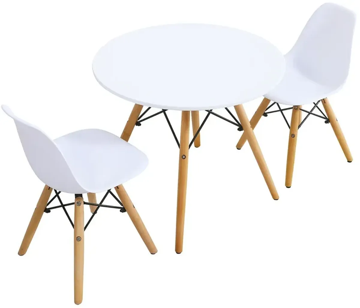 Kid's Modern Dining Table Set with 2 Armless Chairs