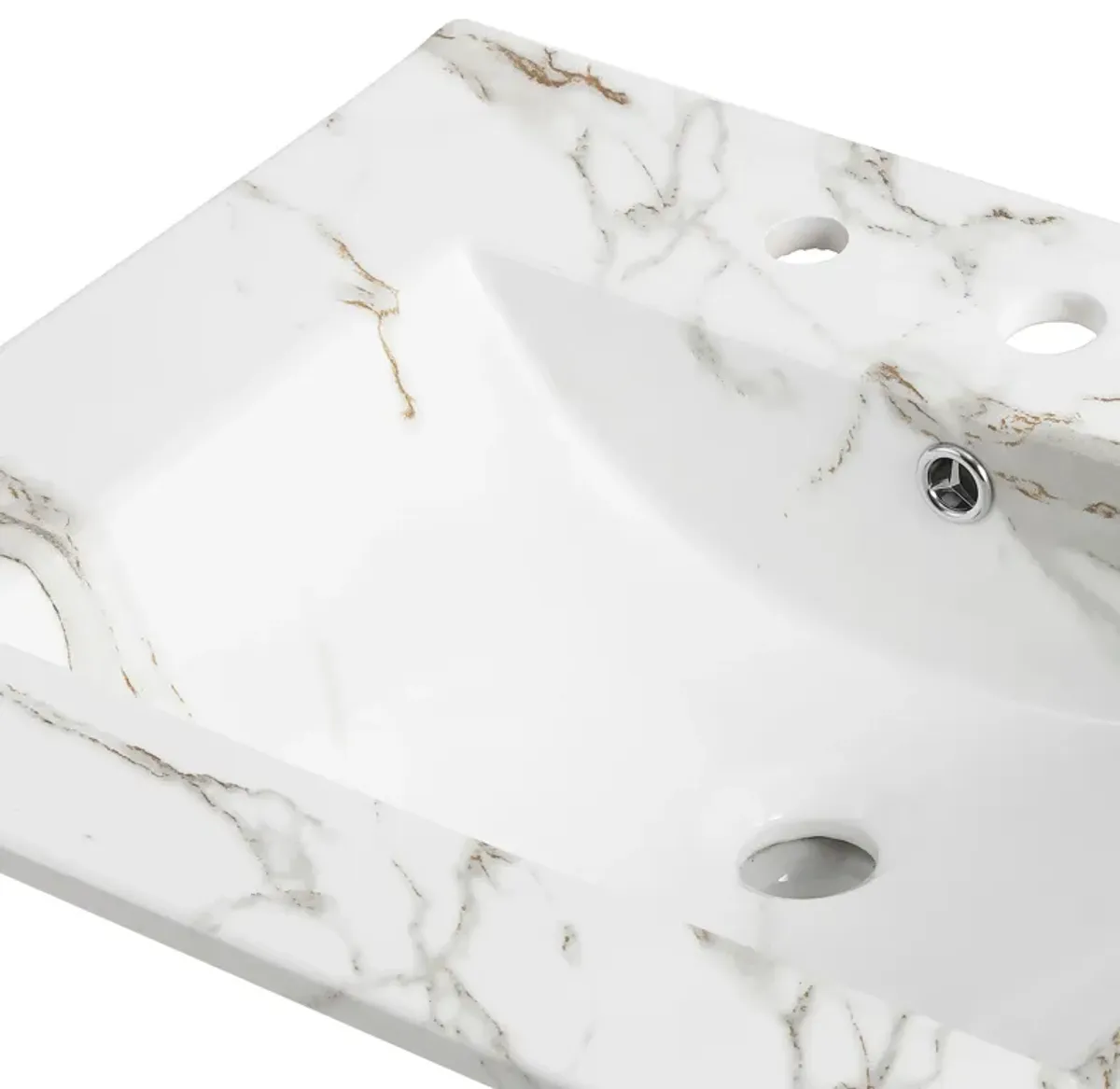 Ancillary 3-Hole Classic Contemporary Rectangular Ceramic Single Sink Basin Vanity Top