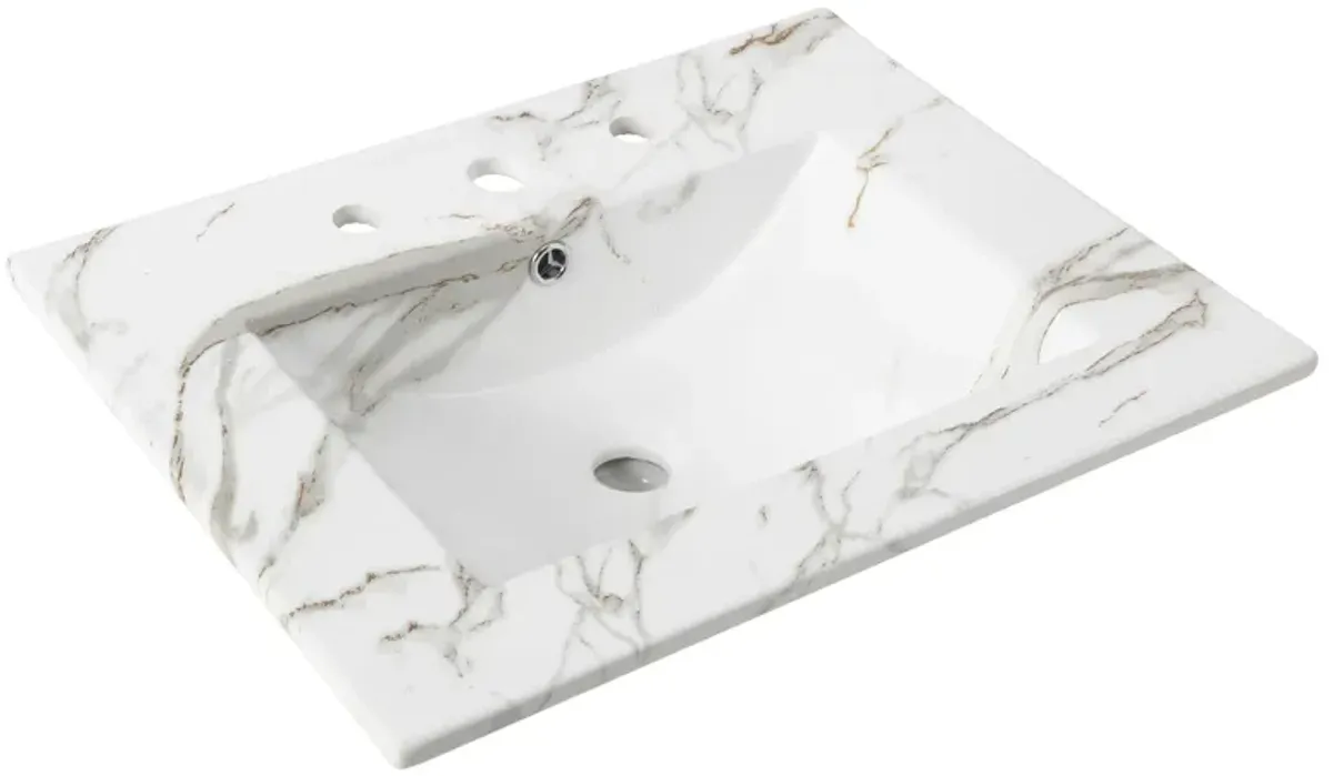 Ancillary 3-Hole Classic Contemporary Rectangular Ceramic Single Sink Basin Vanity Top