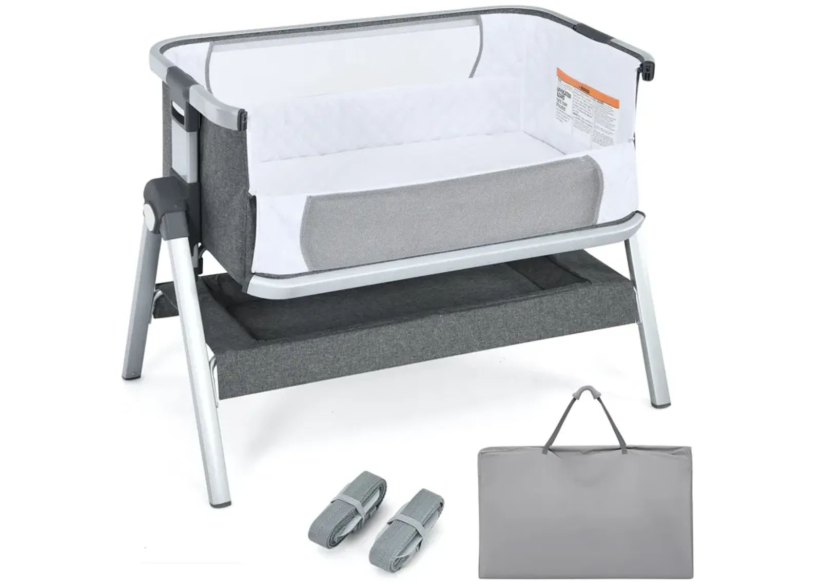 Baby Bassinet Bedside Sleeper with Storage Basket and Wheel for Newborn