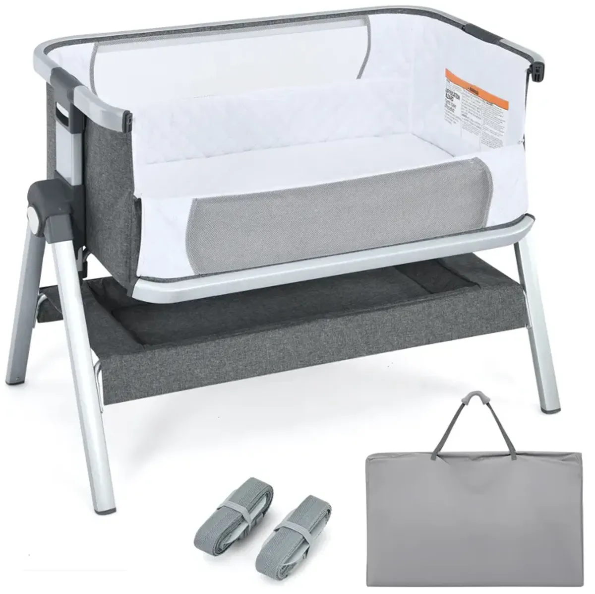 Baby Bassinet Bedside Sleeper with Storage Basket and Wheel for Newborn