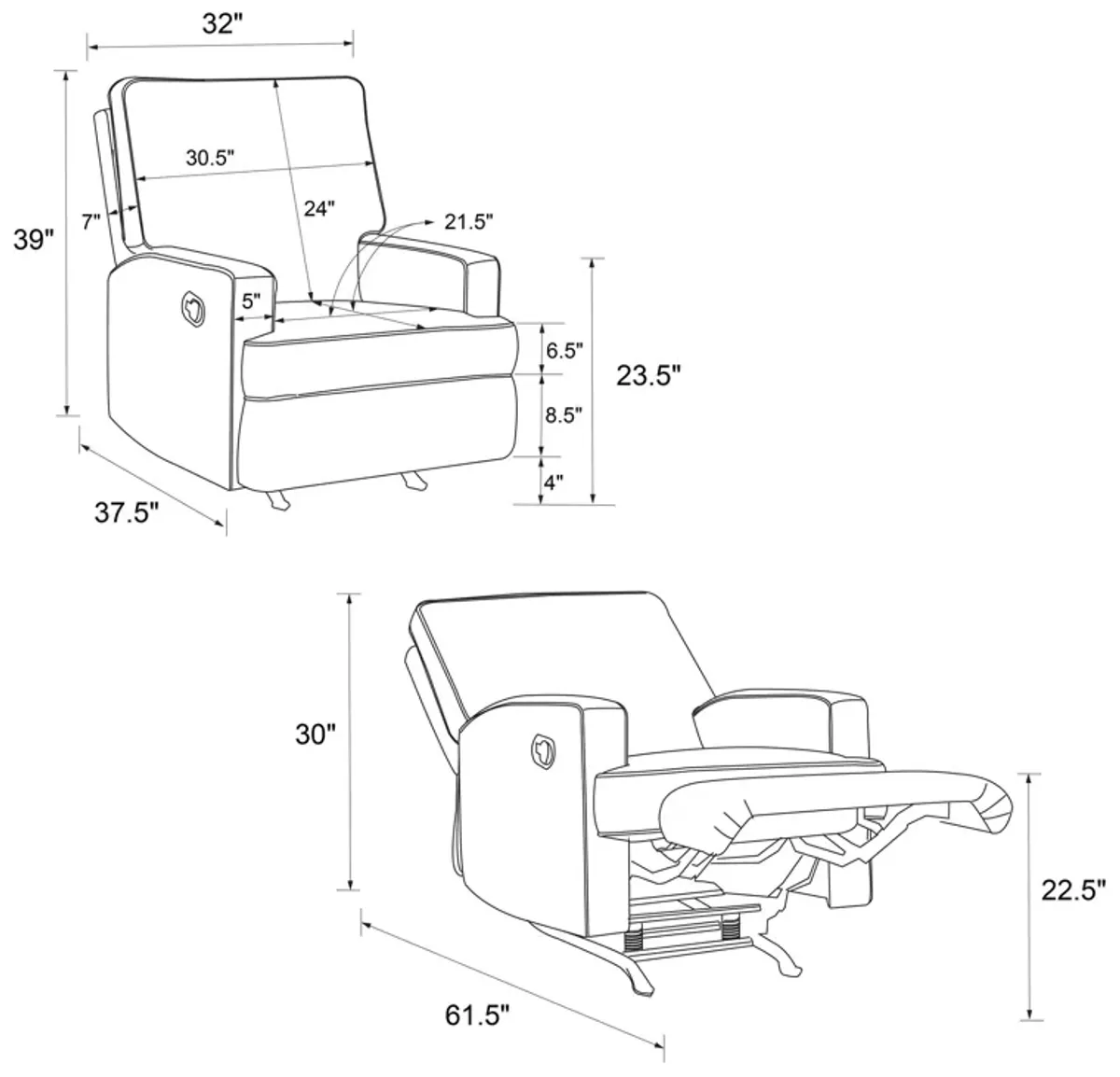 Baby Relax Shella Glider Rocker Recliner Chair