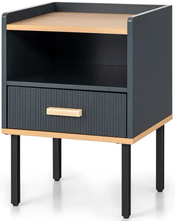 Nightstand Bedside End Table with Drawer and Open Shelf for Living Room Bedroom
