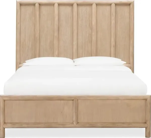 Dorsey Queen-size Wooden Panel Bed in Granola