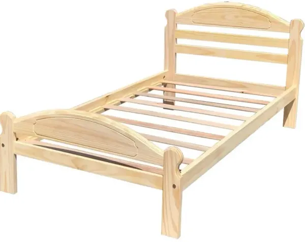 QuikFurn Twin Unfinished Solid Pine Wood Platform Bed Frame with Headboard and Footboard
